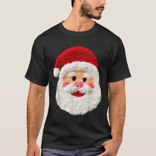 Cute Funny Preppy Faux Yarn Santa Claus Face Merry Tシャツ (正面)