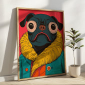 Cute Funny Pug Illustration Funky Dog ポスター