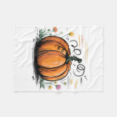 Cute Funny Pumpkin For Halloween And Thanksgiving  フリースブランケット (正面(横))