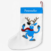 Cute & Funny Reindeer Cartoon Christmas Holiday スモールクリスマスストッキング (裏面)