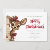 Cute Funny Reindeer Cartoon Holiday Greeting Card シーズンカード (正面)