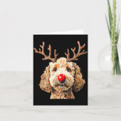 Cute Funny Reindeer Santa Goldendoodle Christmas T カード (正面)