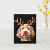 Cute Funny Reindeer Santa Goldendoodle Christmas T カード (黄色い花)