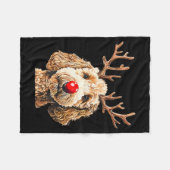Cute Funny Reindeer Santa Goldendoodle Christmas T フリースブランケット (正面(横))