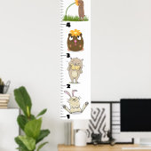 Cute funny rodents animals cartoon growth chart ポスター (ホームオフィス)