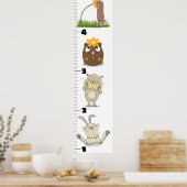 Cute funny rodents animals cartoon growth chart ポスター (キッチン)