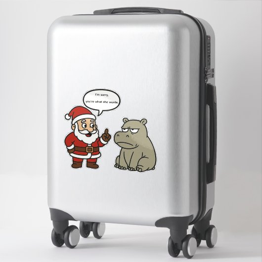 cute, funny Santa and Hippo Christmas シール (スーツケース)