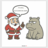 cute, funny Santa and Hippo Christmas シール (シート)