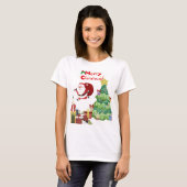 Cute & Funny Santa & Christmas Tree T-Shirt Tシャツ (正面フル)