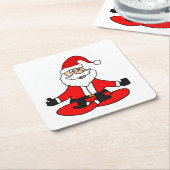 Cute Funny Santa Claus doing Yoga Christmas スクエアペーパーコースター (アングル)