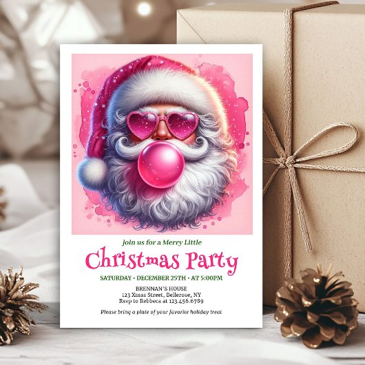 Cute Funny Santa Heart Glasses Christmas Invites 招待状