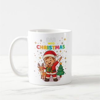 Cute Funny Santa Kid Dabbing Christmas Mug with Re コーヒーマグカップ
