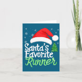 Cute Funny Santa's Favorite Runner Christmas Run H カード (正面)