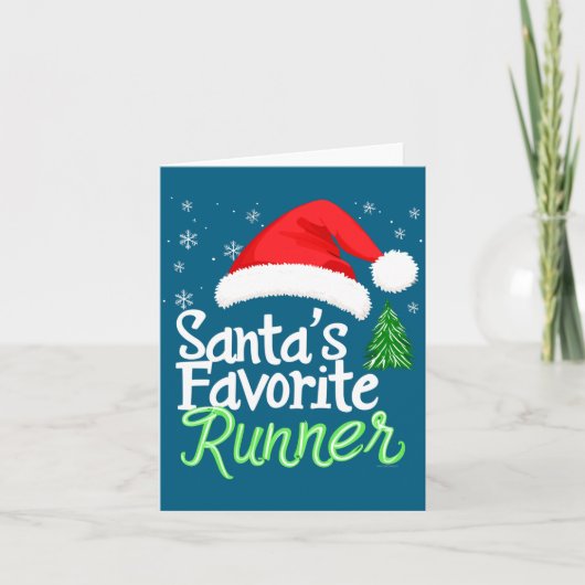 Cute Funny Santa's Favorite Runner Christmas Run H カード (正面)