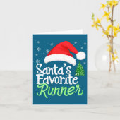 Cute Funny Santa's Favorite Runner Christmas Run H カード (黄色い花)