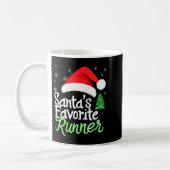 Cute Funny Santa's Favorite Runner Christmas Run H コーヒーマグカップ (左)