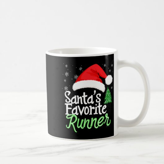 Cute Funny Santa's Favorite Runner Christmas Run H コーヒーマグカップ (右)