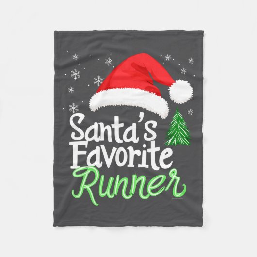 Cute Funny Santa's Favorite Runner Christmas Run H フリースブランケット (正面)
