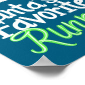 Cute Funny Santa's Favorite Runner Christmas Run H ポスター (角)