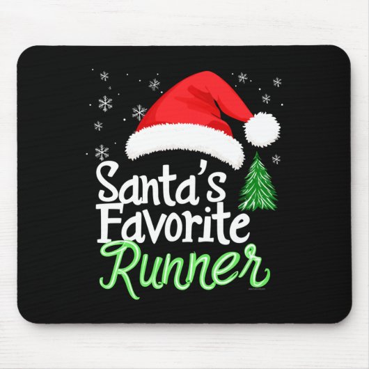 Cute Funny Santa's Favorite Runner Christmas Run H マウスパッド (正面)