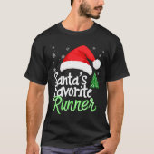 Cute Funny Santa's Favorite Runner Christmas Run H Tシャツ (正面)