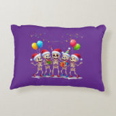 Cute Funny Skeletons Christmas & New Year Celebrat アクセントクッション (裏面)