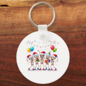 Cute Funny Skeletons Christmas & New Year Celebrat キーホルダー (裏面)