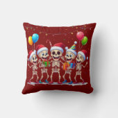 Cute Funny Skeletons Christmas & New Year Celebrat クッション (裏面)