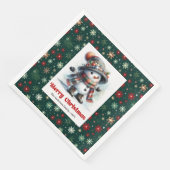 Cute funny snowman with snowflakes kids napkins (コーナー)