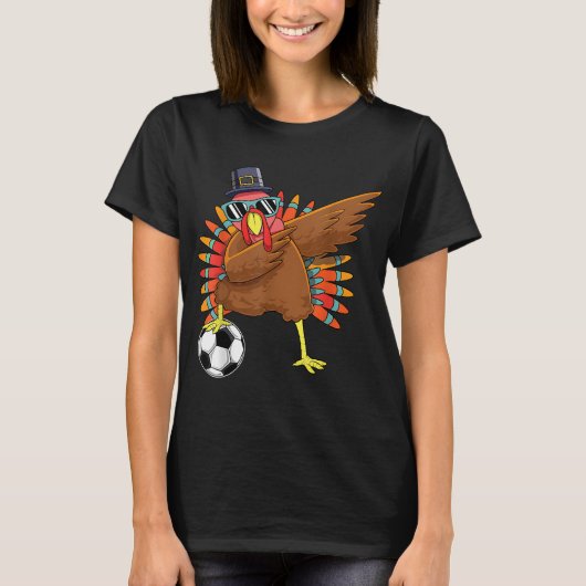 Cute Funny Soccer Thanksgiving Dabbing Turkey Dab  Tシャツ (正面)