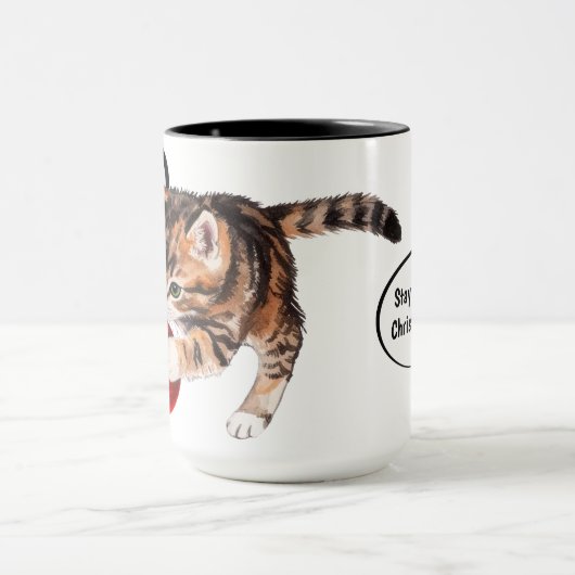 Cute Funny Stay Outta the Christmas Tree Kitten マグカップ (中央)