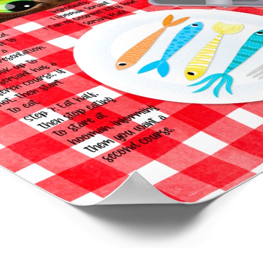 Cute Funny Tabby Cat Breakfast Recipe ポスター (角)