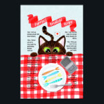 Cute Funny Tabby Cat Breakfast Recipe ポスター<br><div class="desc">This poster has a cute cat illustration as a great funny gift for someone’s wall if they love tabby cats. This is the recipe for a cats purrfect breakfast. Featuring a tabby cat with a red gingham table cloth. A cute and funny illustration.</div>