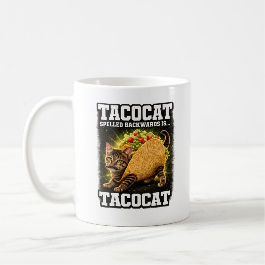 Cute Funny TacoCat Spelled Backwards Coffee Mug コーヒーマグカップ (左)