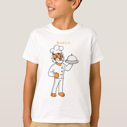Cute funny tiger chef cartoon illustration tシャツ (正面)