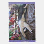 Cute Funny Tuxedo Cat Mexican Wave cats キッチンタオル (縦)