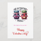 Cute Funny Valentine Card Cartoon Food Love シーズンカード (正面)