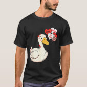 Cute Funny Valentine Silly Gooses Duck Love Matchi Tシャツ (正面)