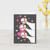 Cute Funny Valentine Silly Gooses Heart Love Match カード (黄色い花)