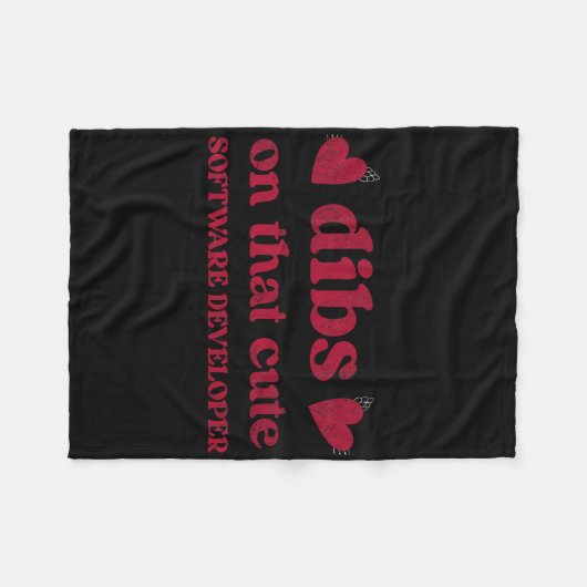 Cute Funny Valentine's Day Software Developer Wome フリースブランケット (正面(横))