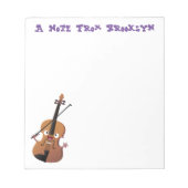 Cute funny violin musical cartoon character ノートパッド (正面)