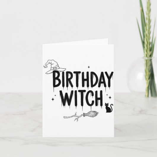 Cute Funny Witch Witchy Birthday Witches Happy Wom カード (正面)