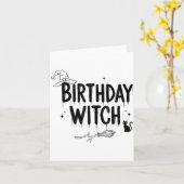 Cute Funny Witch Witchy Birthday Witches Happy Wom カード (黄色い花)