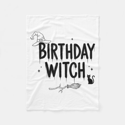 Cute Funny Witch Witchy Birthday Witches Happy Wom フリースブランケット (正面)