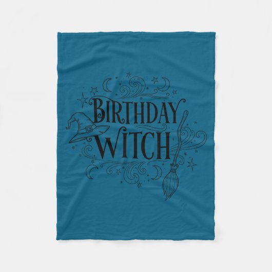 Cute Funny Witch Witchy Birthday Witches Happy Wom フリースブランケット (正面)