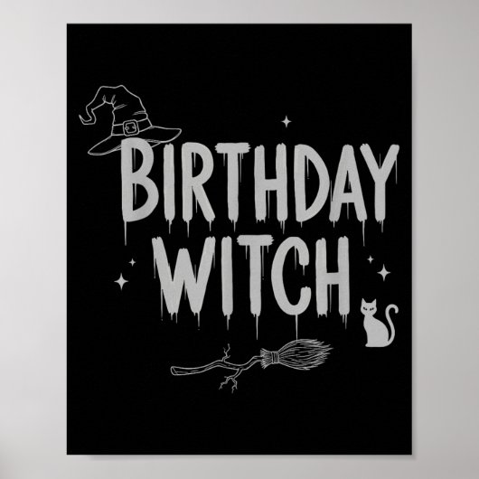 Cute Funny Witch Witchy Birthday Witches Happy Wom ポスター (正面)