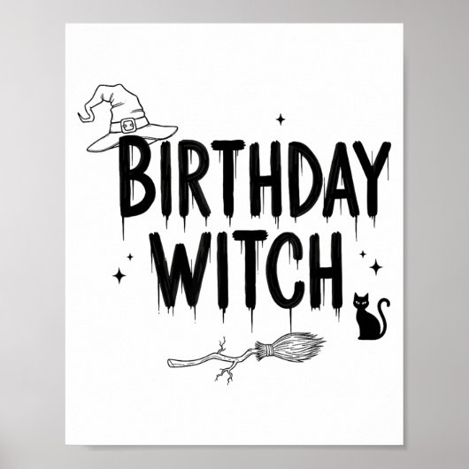 Cute Funny Witch Witchy Birthday Witches Happy Wom ポスター (正面)