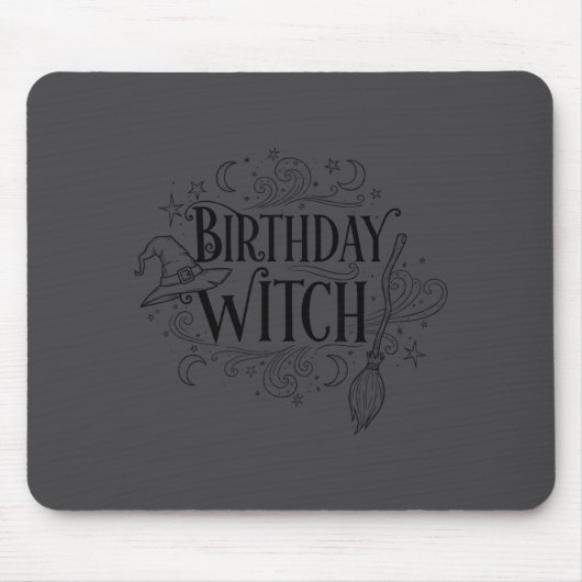 Cute Funny Witch Witchy Birthday Witches Happy Wom マウスパッド (正面)