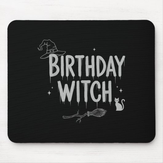 Cute Funny Witch Witchy Birthday Witches Happy Wom マウスパッド (正面)