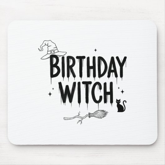Cute Funny Witch Witchy Birthday Witches Happy Wom マウスパッド (正面)